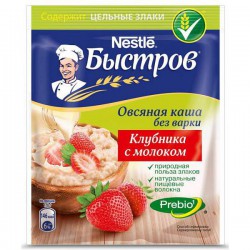 Каша, Быстров 40 г пребио овсяная клубника с молоком